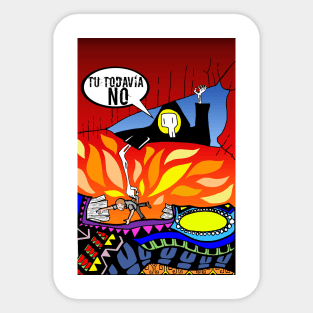 not yet with the death in a smile ecopop aztec underworld art Sticker